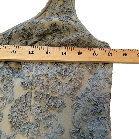 Carmen Marc Valvo Silk Dress Sleeveless Fit and Flare Ribbon Appliqué - Size 8 - Picture 11 of 14